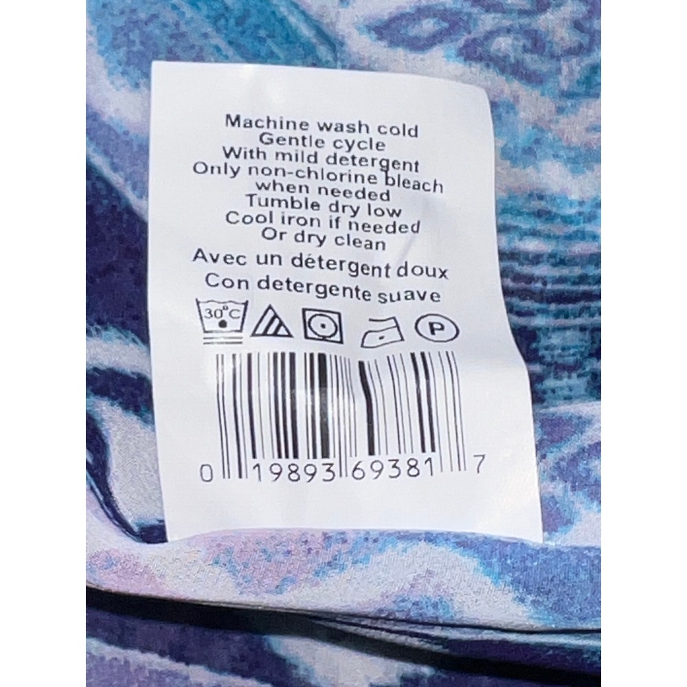 Wendy Bellissimo Cold Shoulder V Neck Blouse Blue Geometric Print Women's S/M - Picture 9 of 9